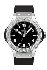 Hublot Big Bang Black Dial Diamond Rubber Ladies Watch 361.sx.1270.rx.1104